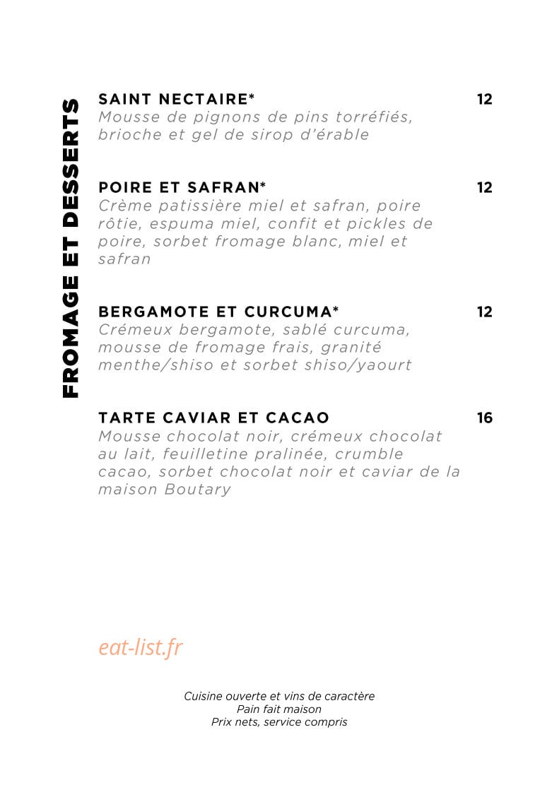 Le Comptoir Boutary — carte page 4