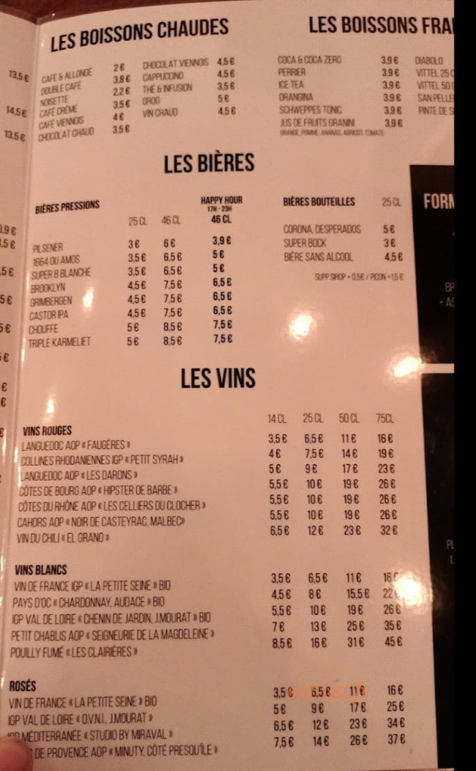 Le Dream Café — carte page 2