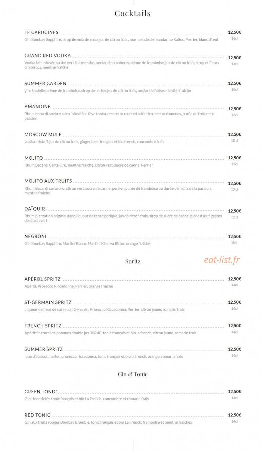 Le grand café Capucines — carte page 9