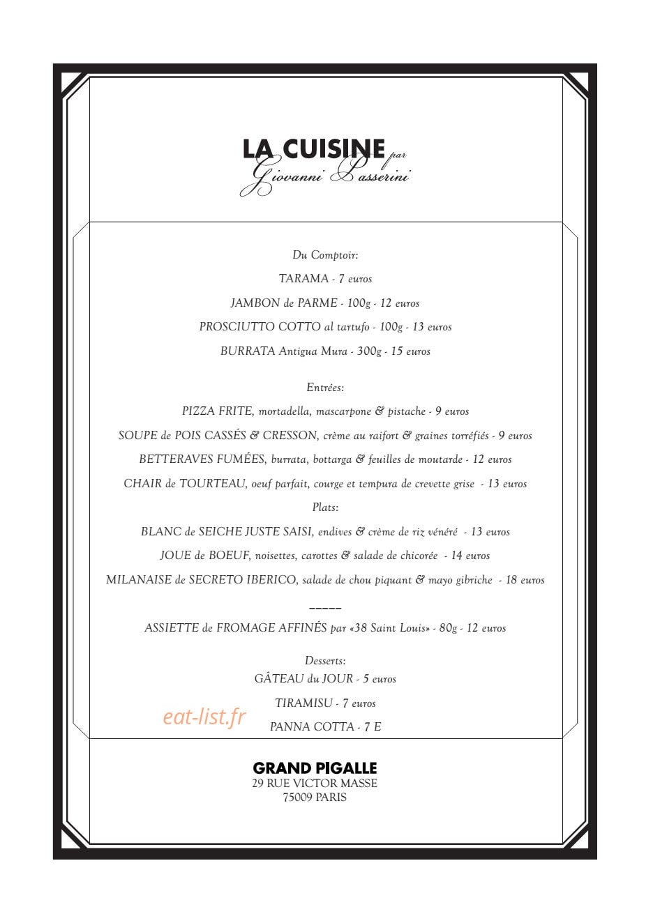Le Grand Pigalle — carte page 1