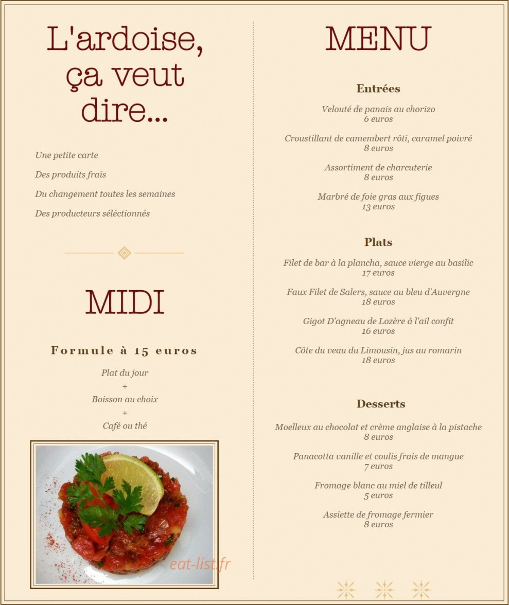 Le Mastroquet — carte page 1