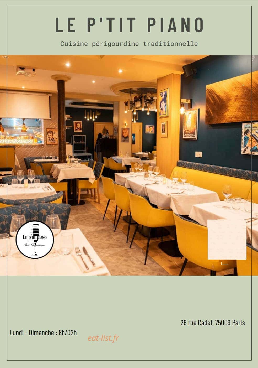 Le P'tit Piano — carte page 1