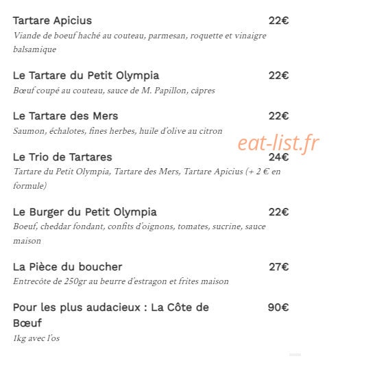 Le Petit Olympia — carte page 2
