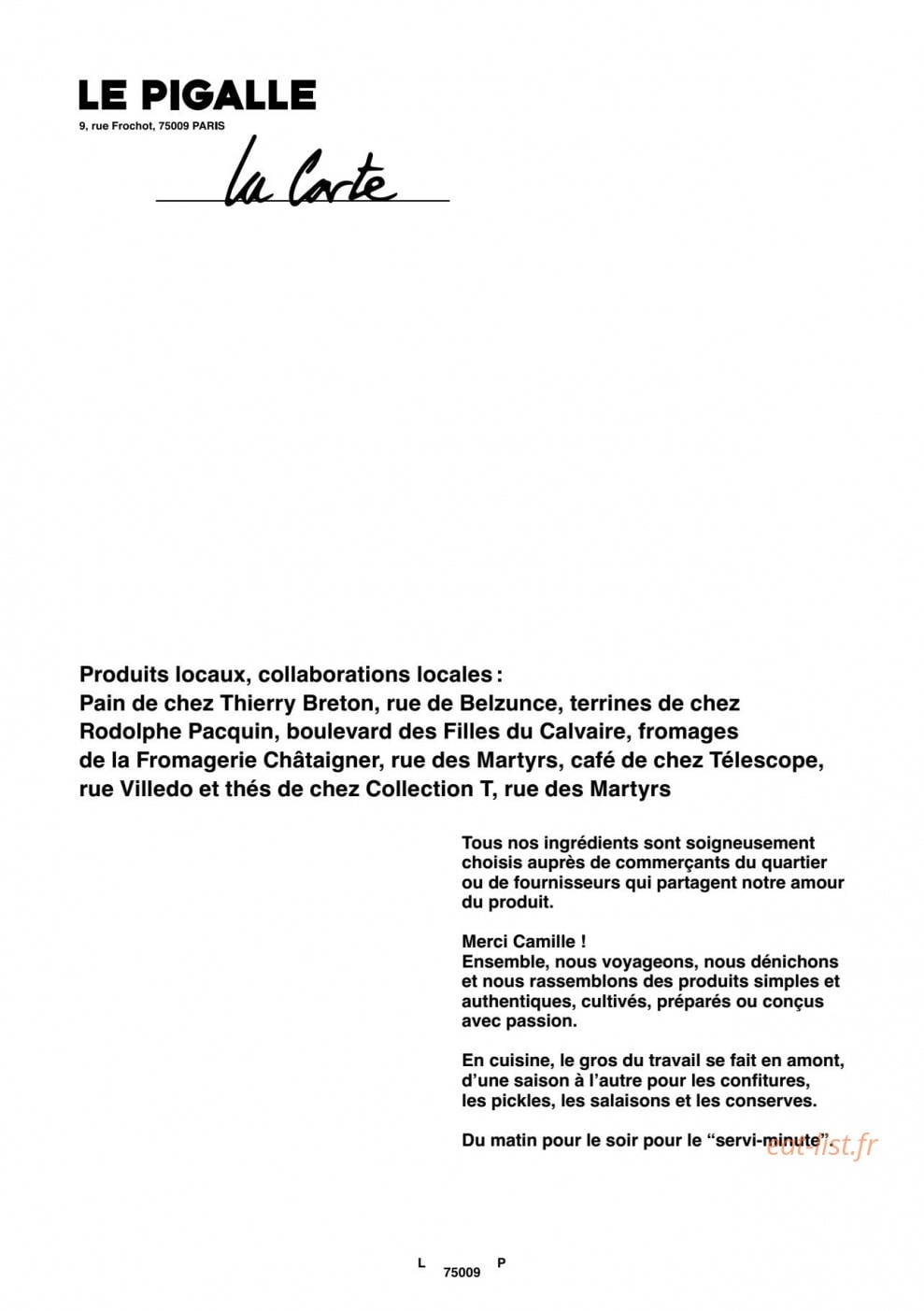 Le Pigalle — carte page 1
