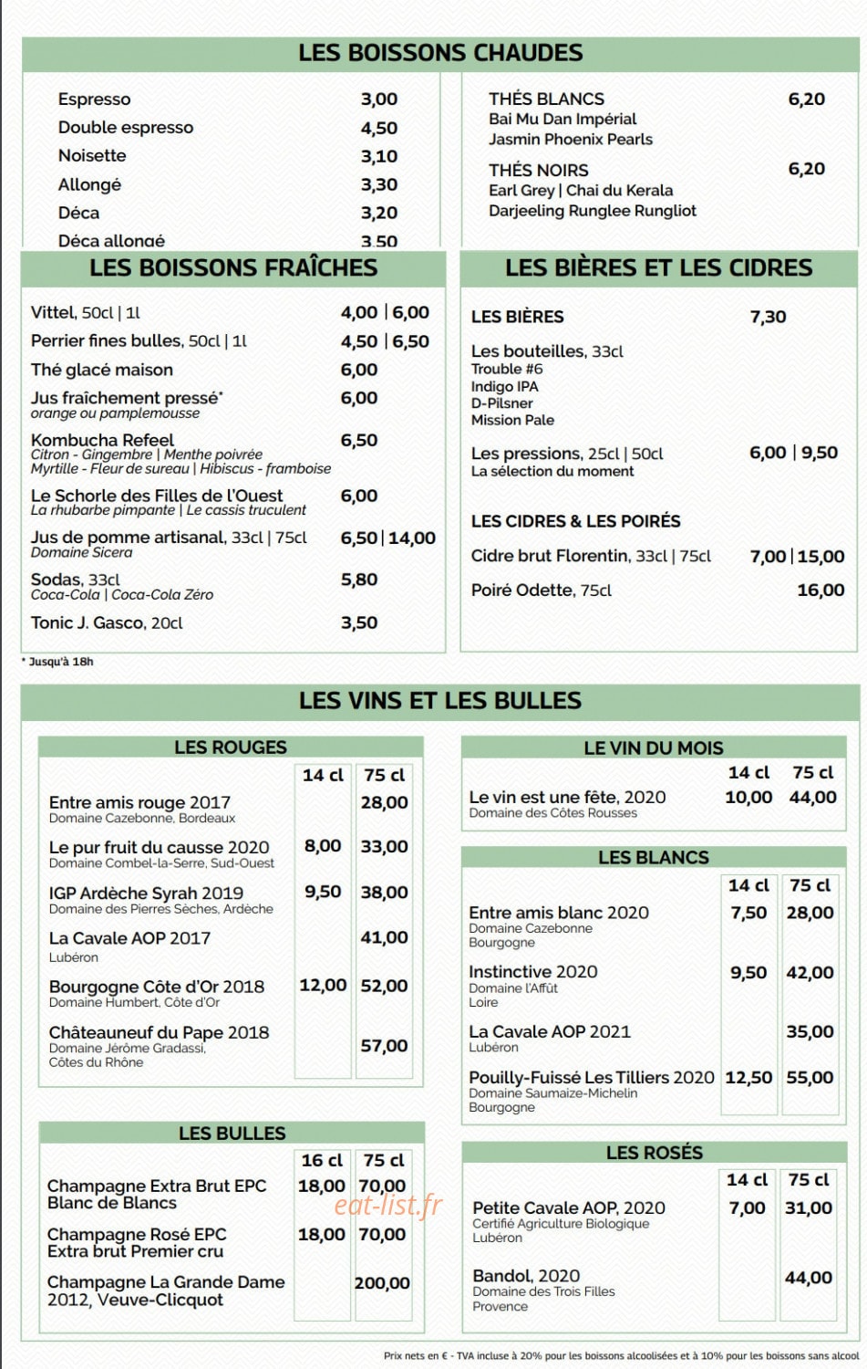 Le Shack — carte page 2