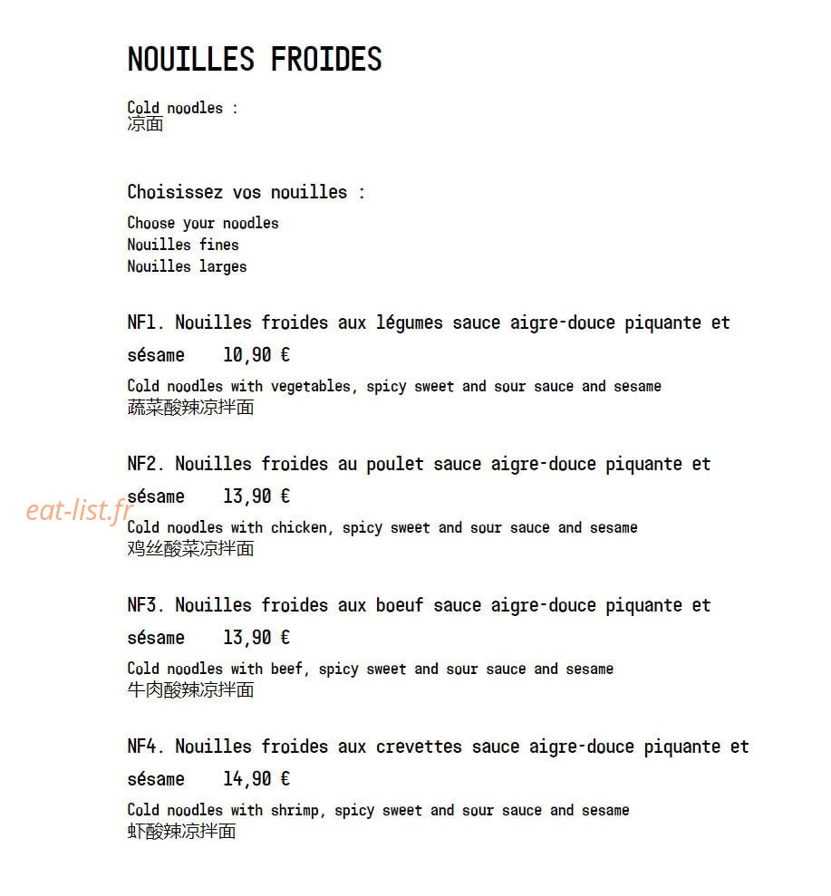 Les Nouilles Dansantes — carte page 7