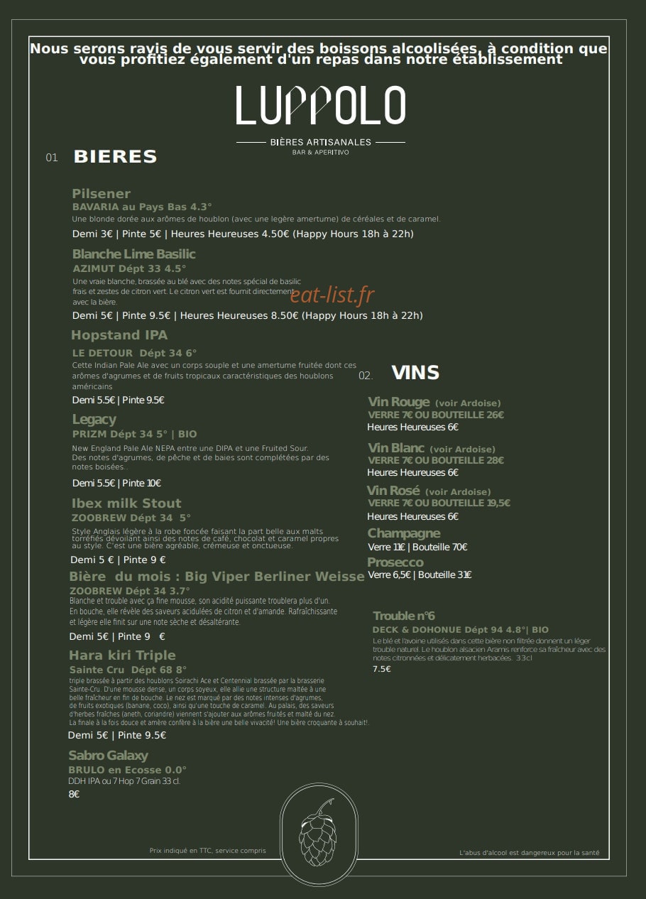 Luppolo Bar — carte page 3