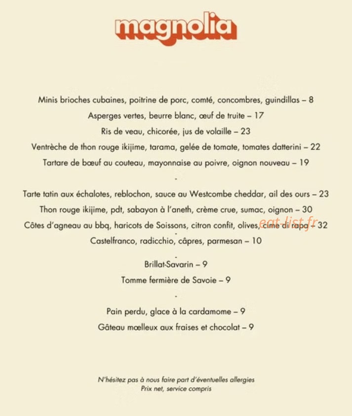Magnolia — carte page 1