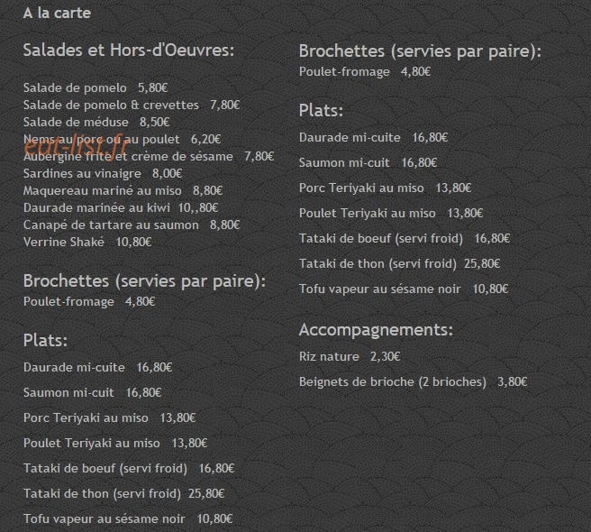 Magokoro — carte page 2