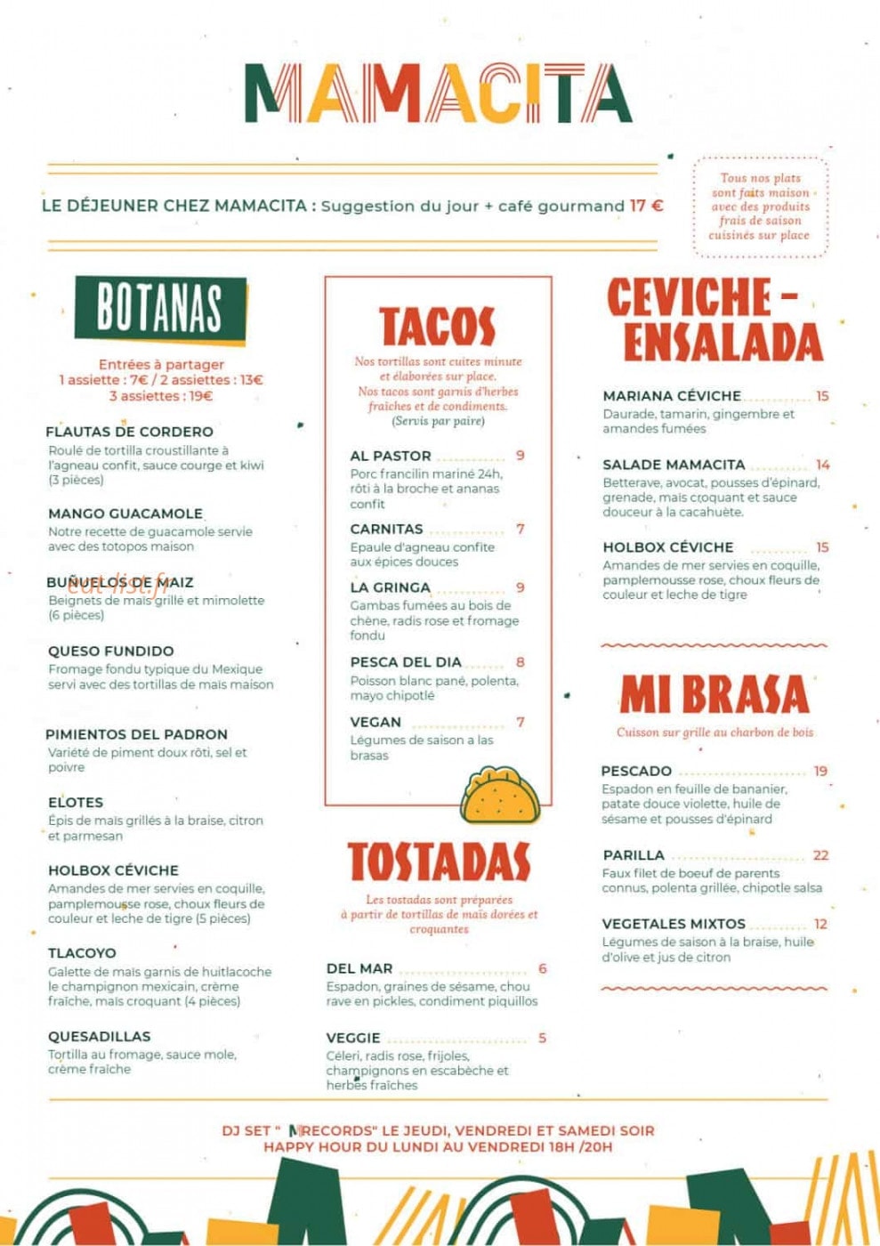 Mamacita Taqueria — carte page 1