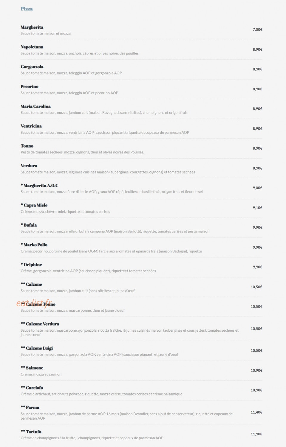 Matteo Pizza — carte page 3