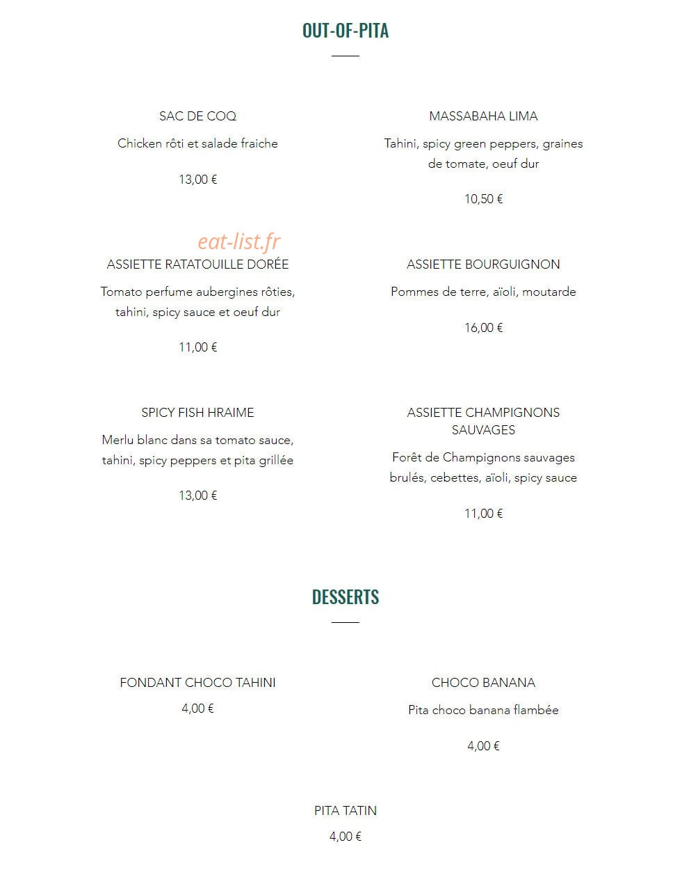 Miznon — carte page 3