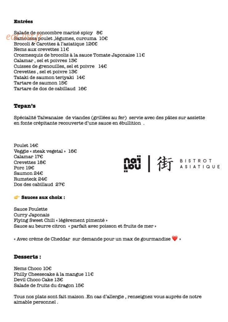 Naï Naï — carte page 1