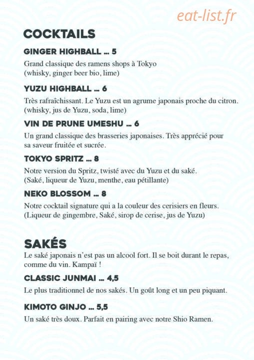 Neko Ramen — carte page 5
