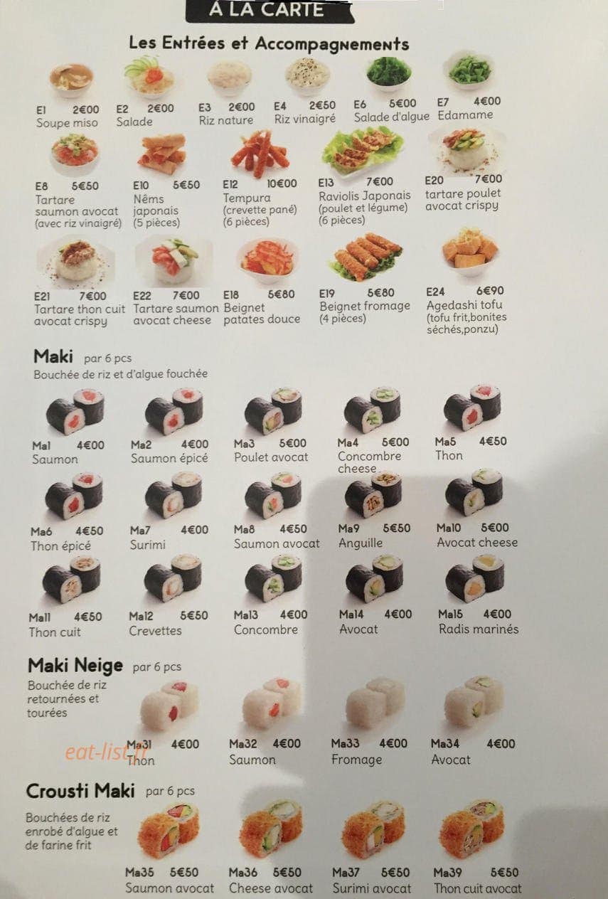 One More Sushi — carte page 2