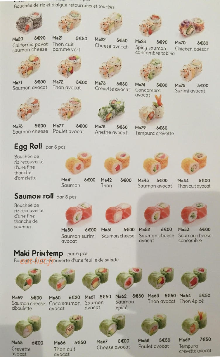 One More Sushi — carte page 3