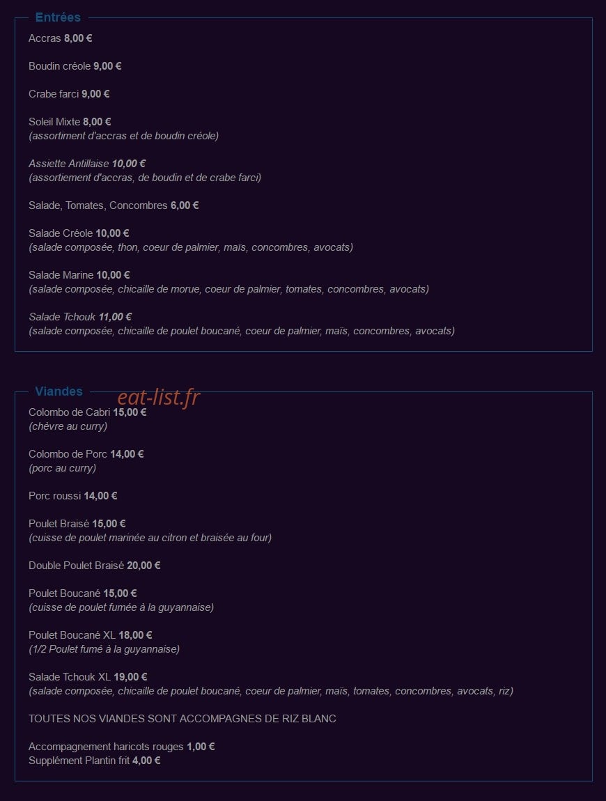 Otis Caribbean Club — carte page 2