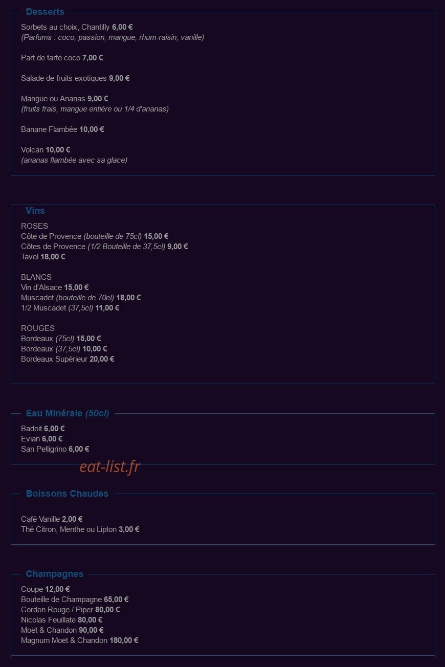 Otis Caribbean Club — carte page 4