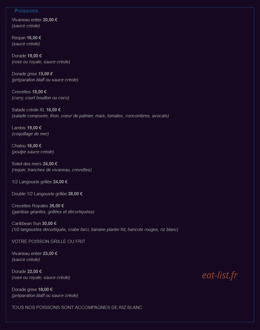 Otis Caribbean Club — carte page 3