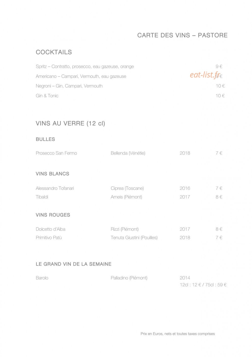 Pastore — carte page 2