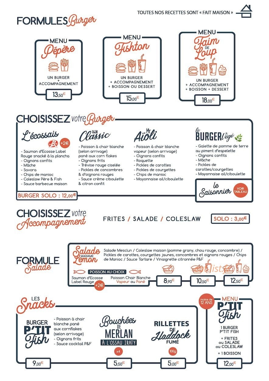 Père & Fish — carte page 1
