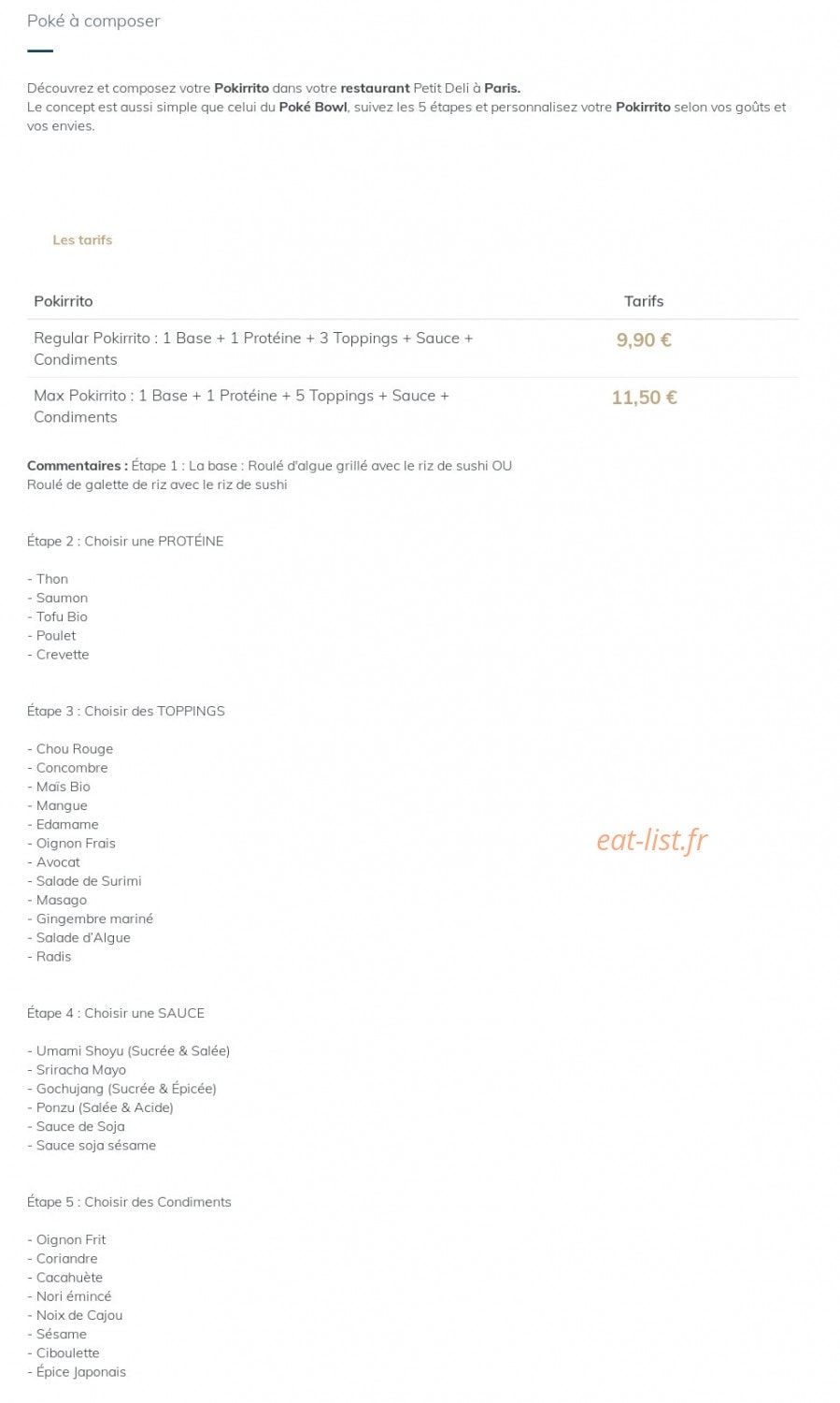 Petit Deli Cantine à Poké — carte page 5
