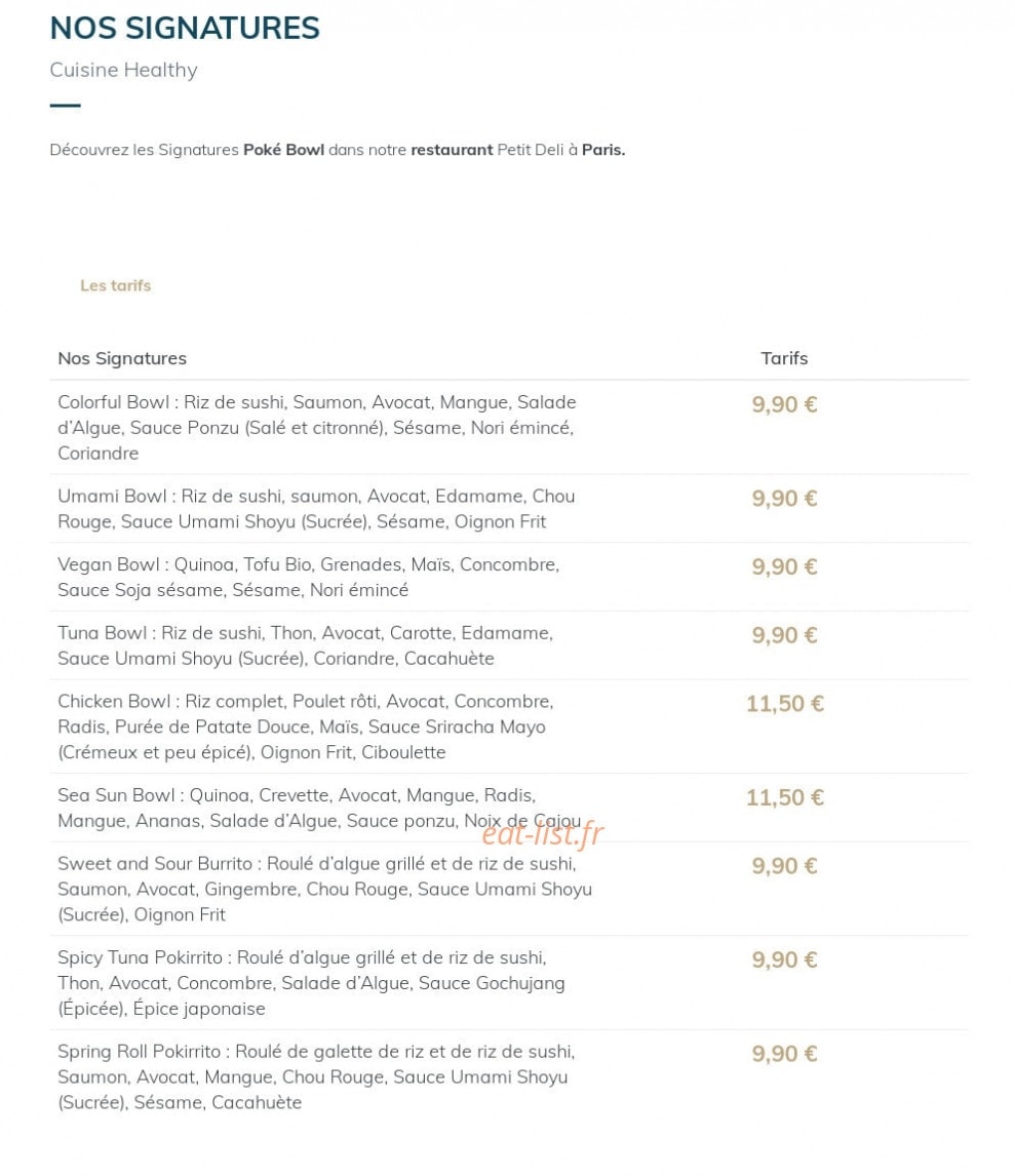 Petit Deli Cantine à Poké — carte page 3