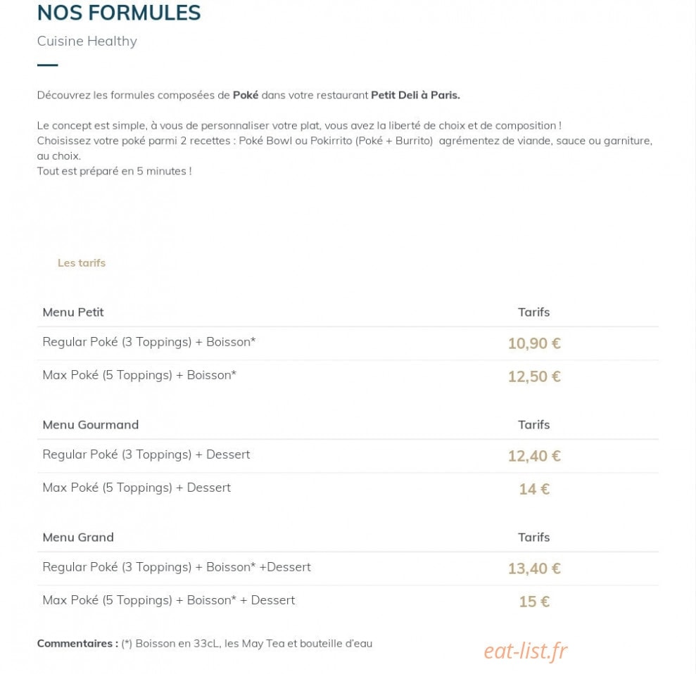Petit Deli Cantine à Poké — carte page 2