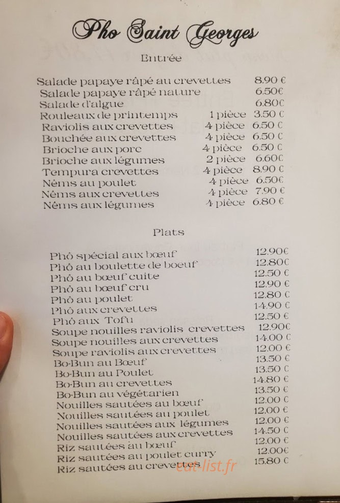 Pho Saint-Georges — carte page 1