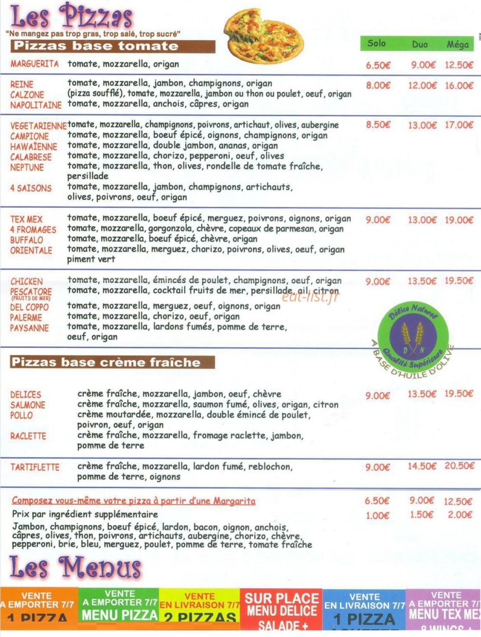 Pizza La Fayette — carte page 2