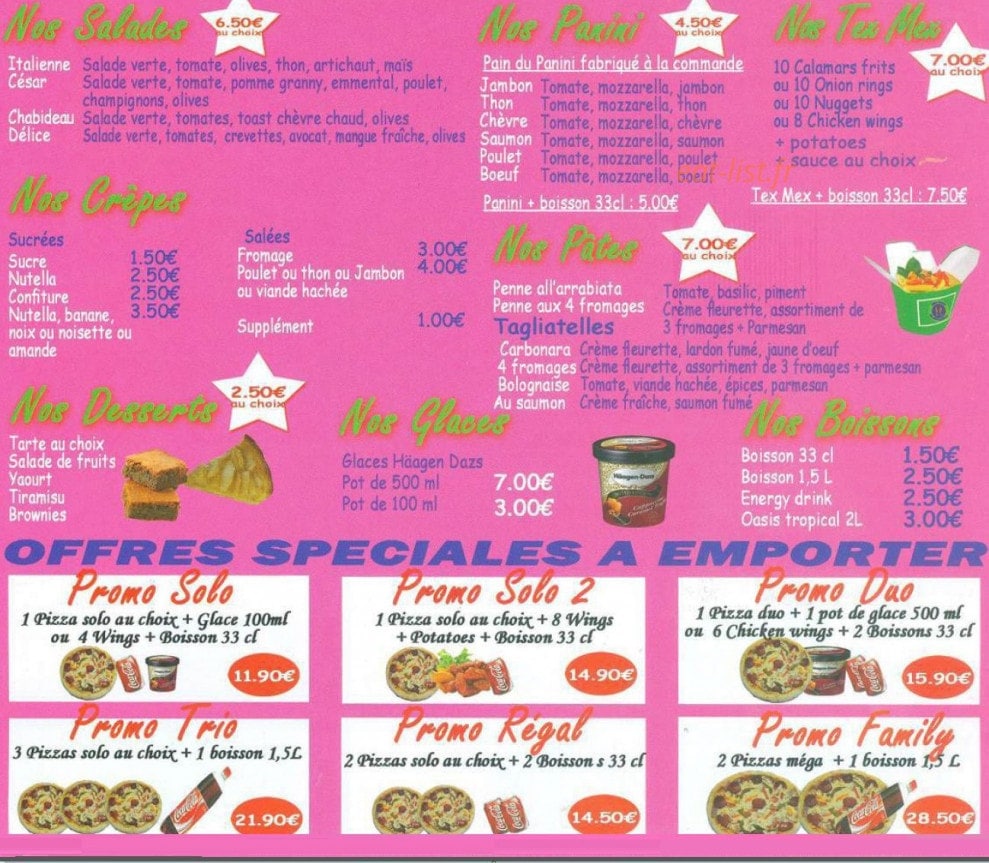 Pizza La Fayette — carte page 3