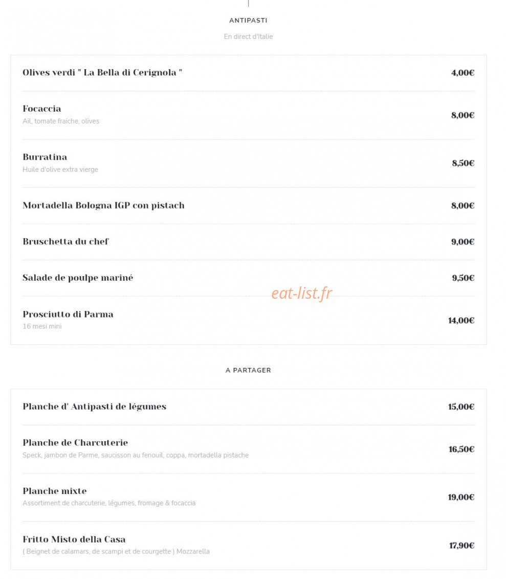Pizza Tivoli — carte page 1