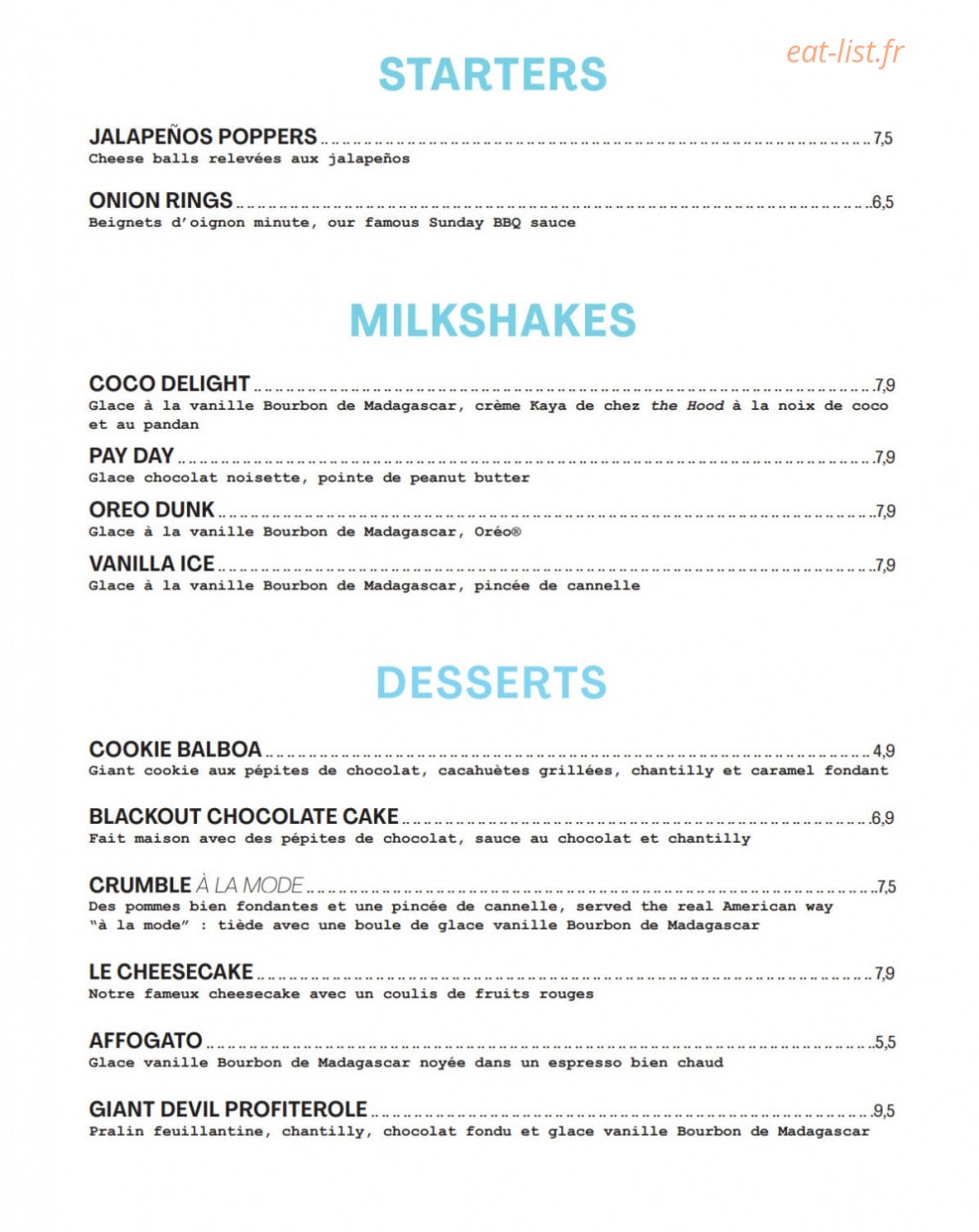 Pny Burger — carte page 2