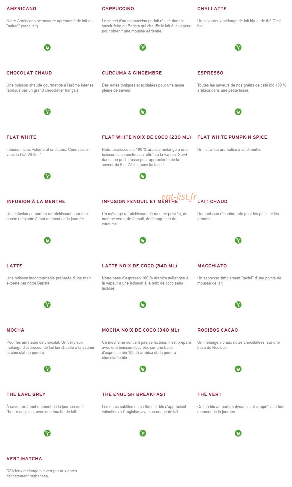 Prêt à manger — carte page 10
