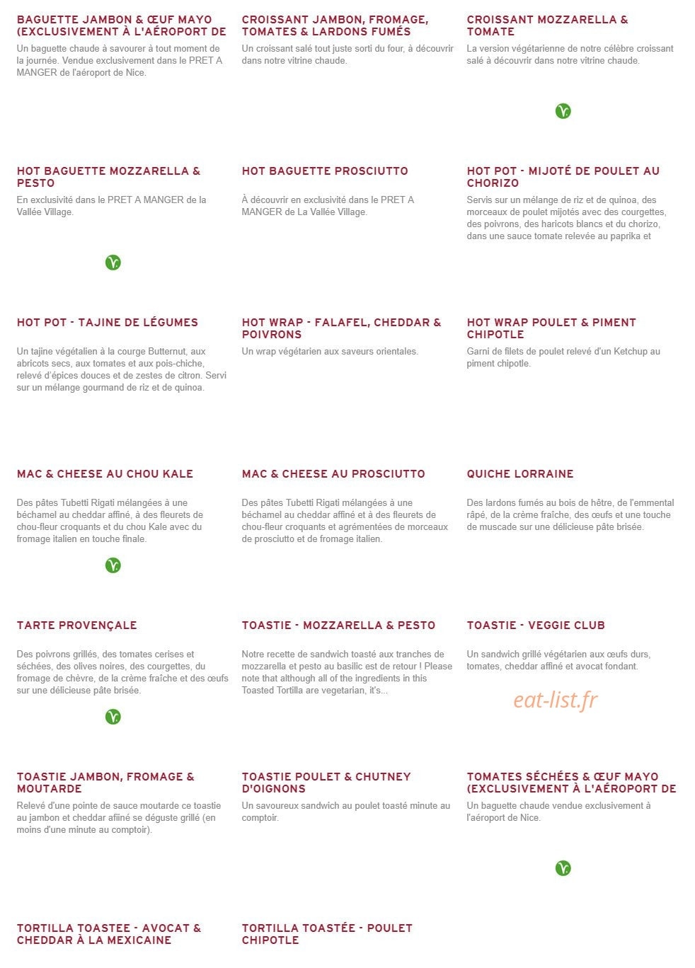 Prêt à manger — carte page 5