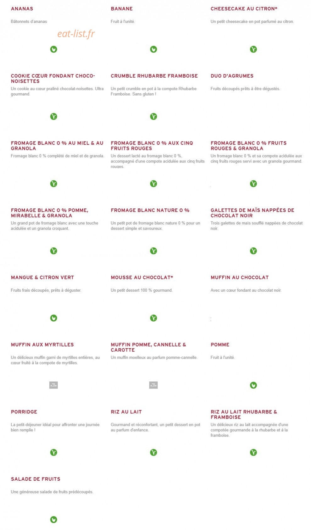 Prêt à manger — carte page 9