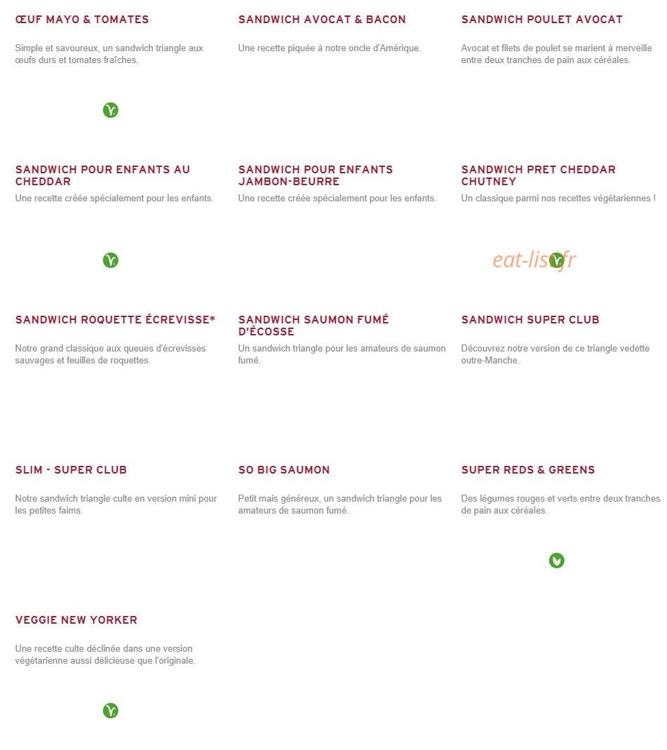 Prêt à manger — carte page 1