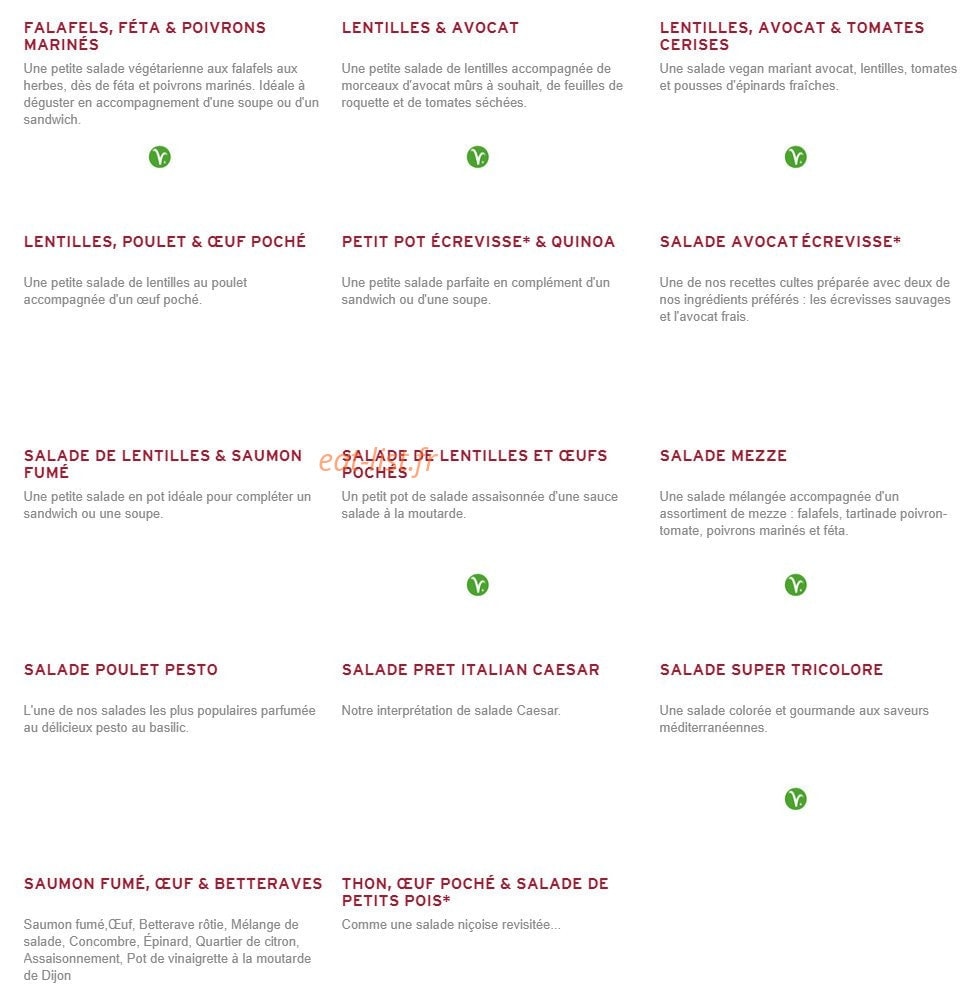 Prêt à manger — carte page 6
