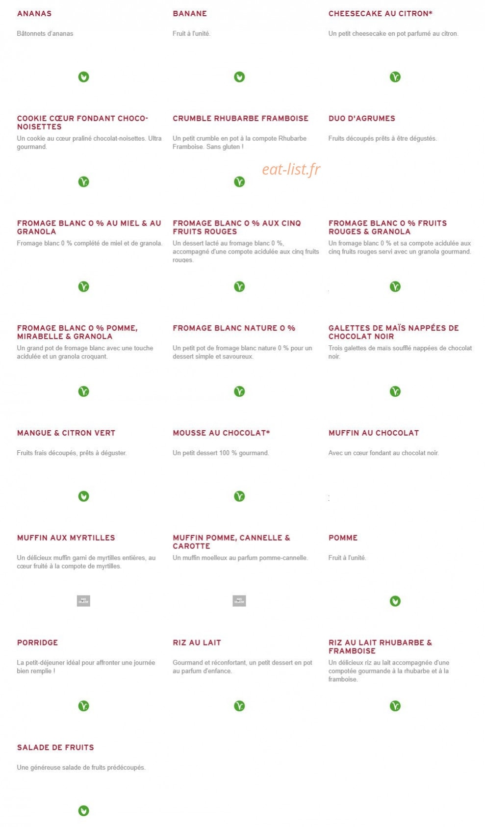 Prêt à manger — carte page 9