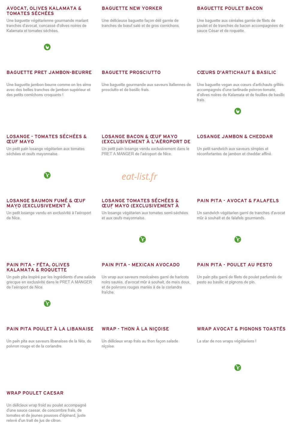 Prêt à manger — carte page 2