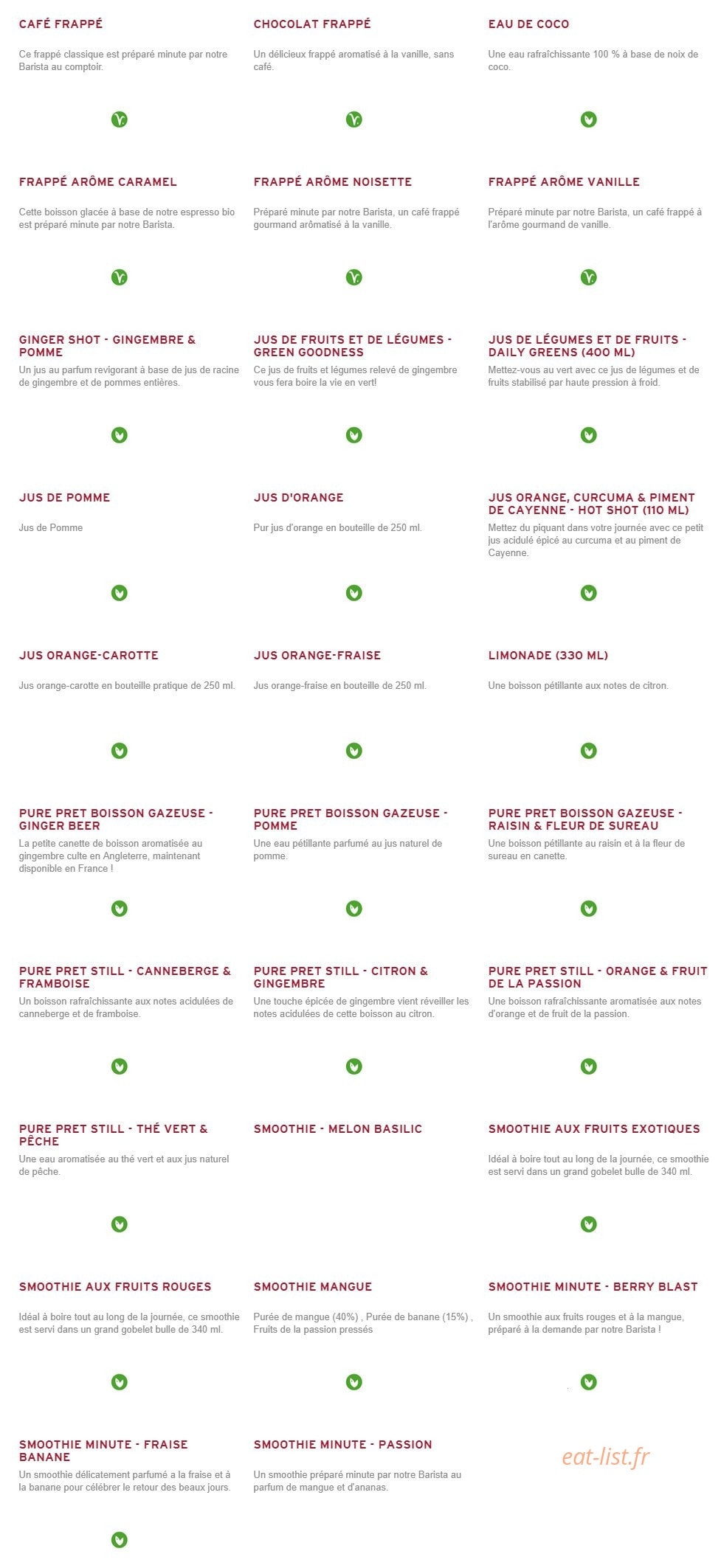 Prêt à manger — carte page 11