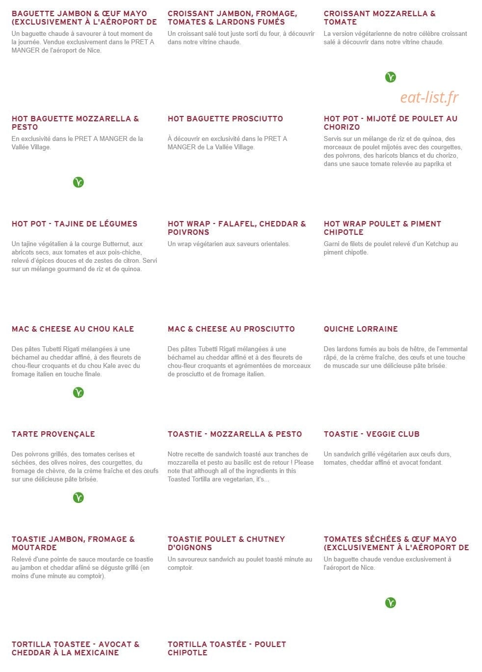 Prêt à manger — carte page 5