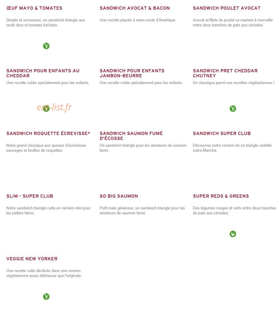 Prêt à manger — carte page 1