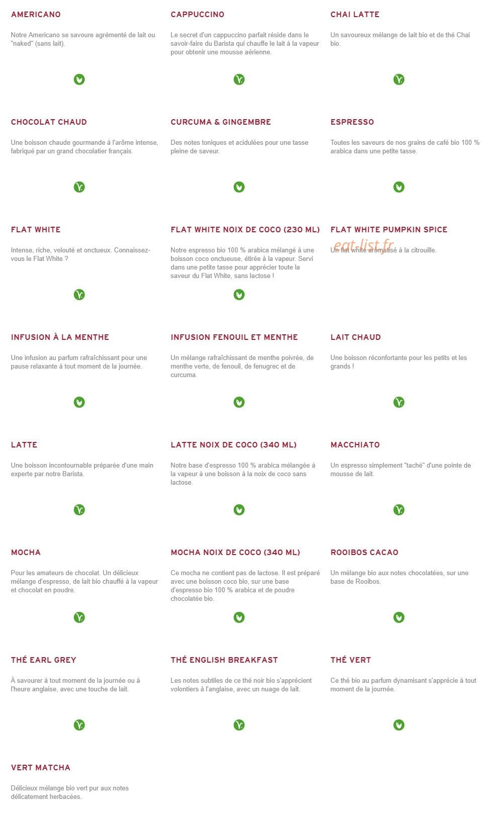 Prêt à manger — carte page 10