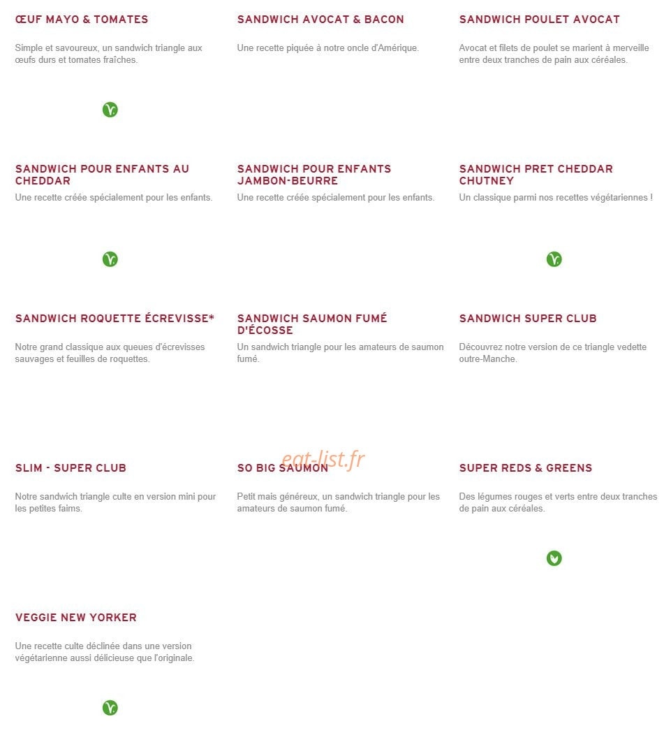 Prêt à manger — carte page 1