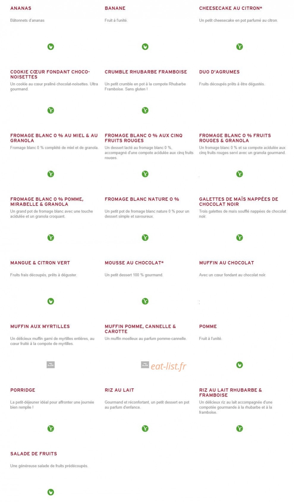 Prêt à manger — carte page 9