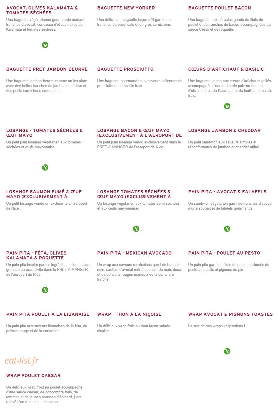 Prêt à manger — carte page 2