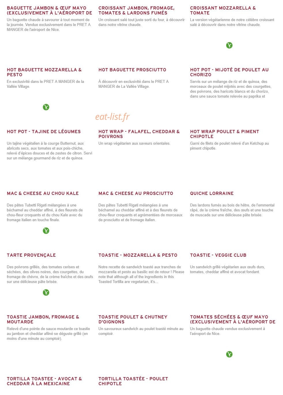 Prêt à manger — carte page 5