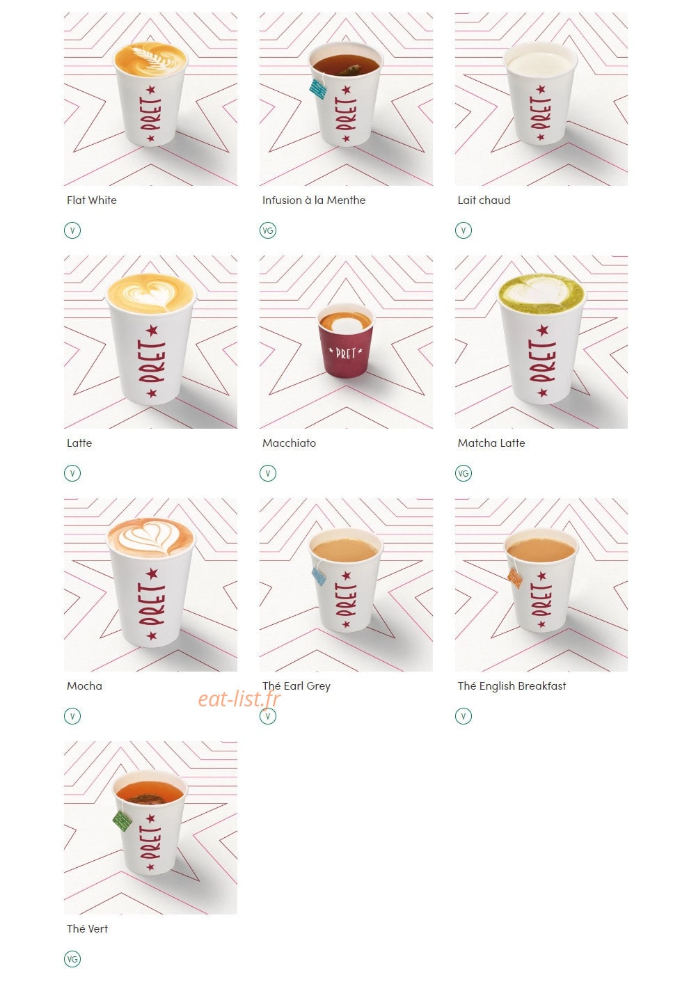 Pret A Manger — carte page 17