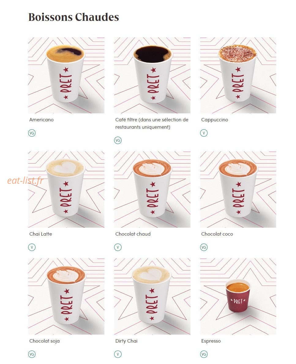 Pret A Manger — carte page 16